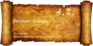 Ascher Kinga névjegykártya
